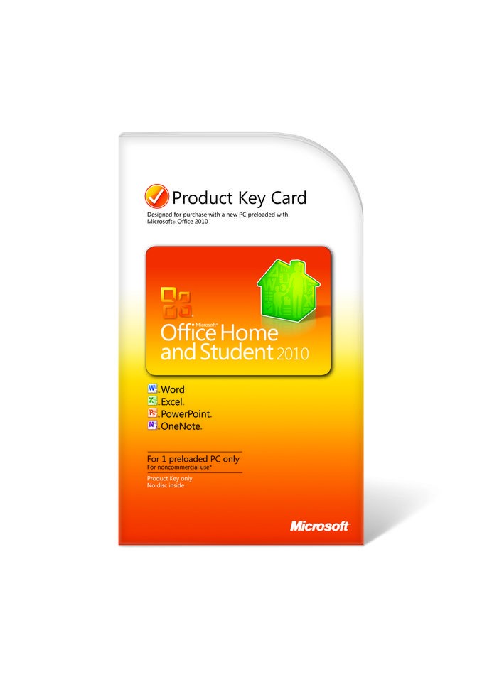 Microsoft Office 2010 Home and Student Product Key Card 1user Retail 