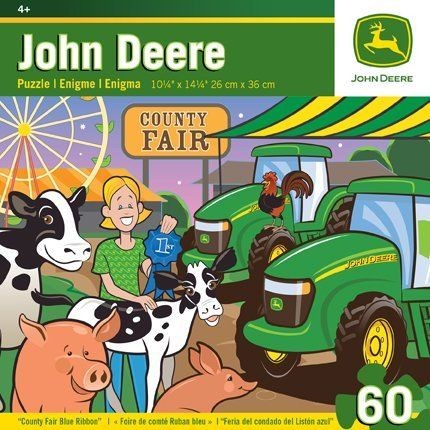   John Deere County Fair Blue Ribbon Tractor Kids Jigsaw Puzzle 60 pc