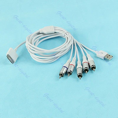 8M Component AV TV Video Audio Cable USB 5 RCA F Apple iPhone iPad 