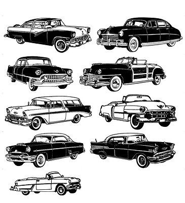 Classic Retro Car Vintage unmounted rubber stamps uncut sheet 7x9 