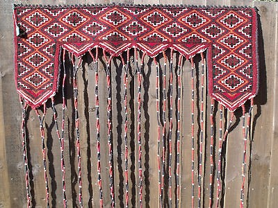   ANTIQUE AFGHAN YURT DOOR DECORATION TENT RUG HAND KNOTTED WOOL No3