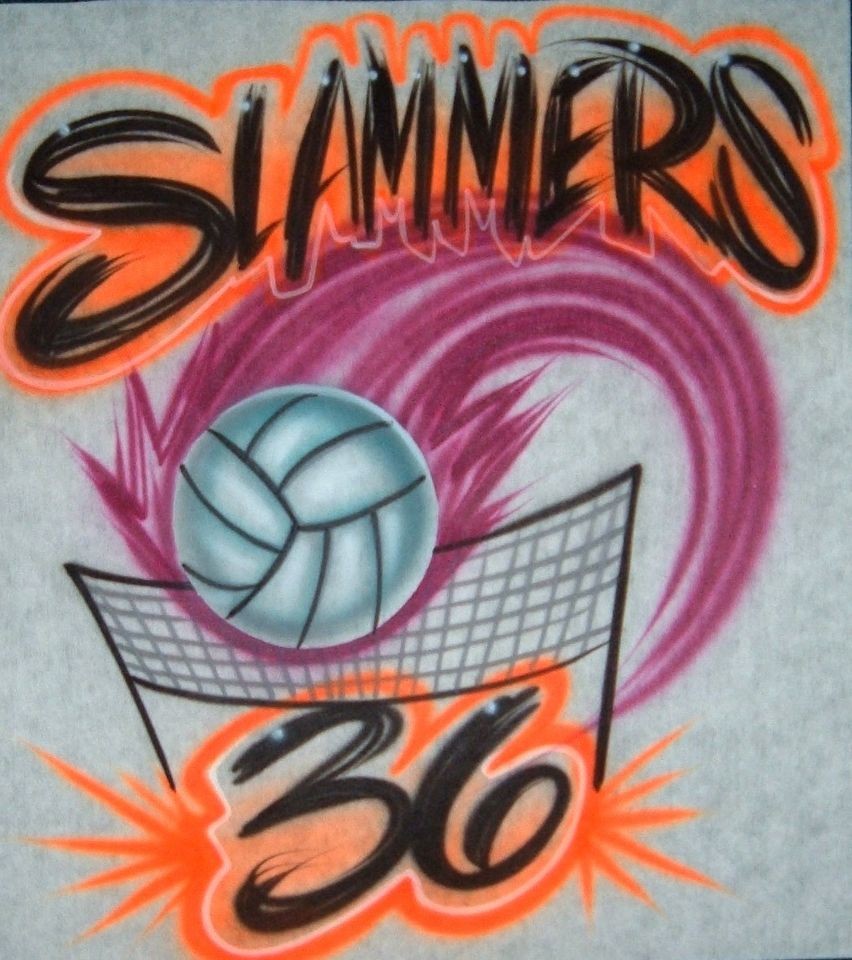 Airbrush Personalized T shirt Volleyball Design With Name Number