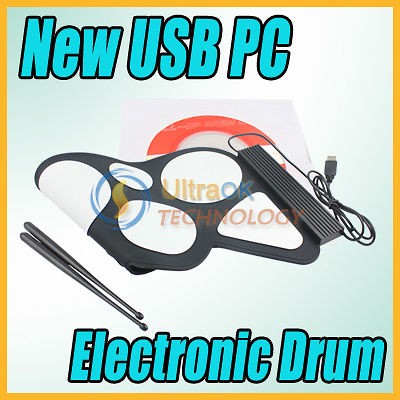  USB PC Roll Up Digital Electronic 6 Drum Pads Kit Set USB powered