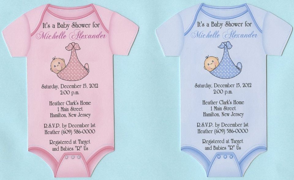   or AA Baby Onesie Personalized Baby Shower Invitations w/Envelopes