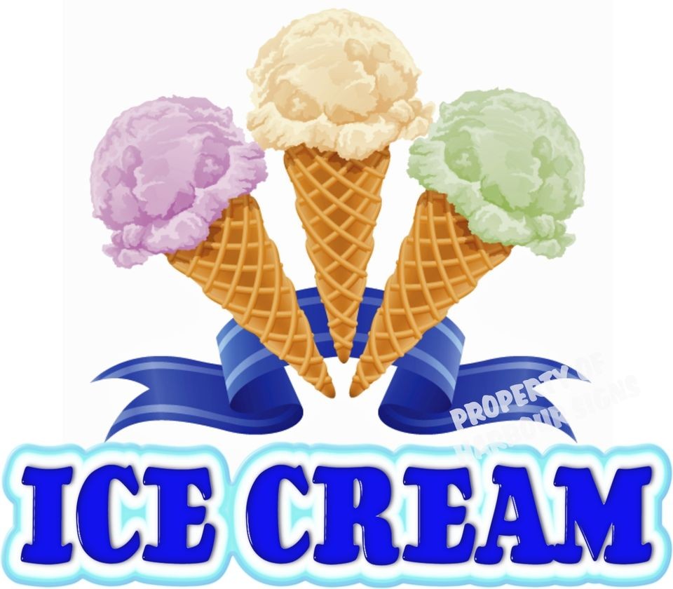 Ice Cream Decal 24 Cones Cart Stand Concession Food Truck Restaurant 