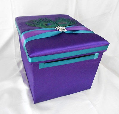   Peacock Feather Purple Turquoise Gift Card Money Box Ur Colors