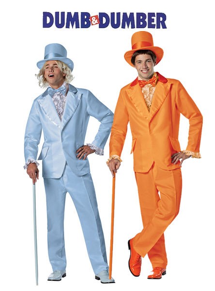 Orange Tuxedo and Light Blue Tuxedo Costume Official DUMB AND DUMBER 