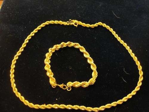 MONET Goldtone Braided Chain Necklace & Bracelet Set J2