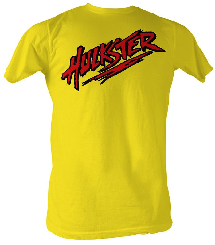 Hulk Hogan T shirt   Hulkster Hulkamania Adult Bright Yellow Tee Shirt