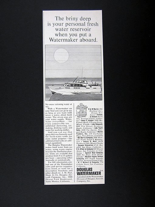   Watermaker Boat Marine Salt Sea Water Distiller 1966 Ad advertisement
