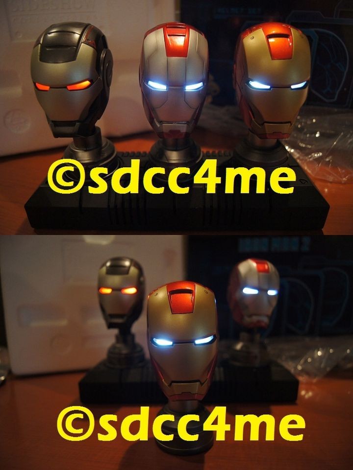   SDCC Exclusive Iron Man Helmet Light Up Bust Set of 3 Mark V, IV & WM