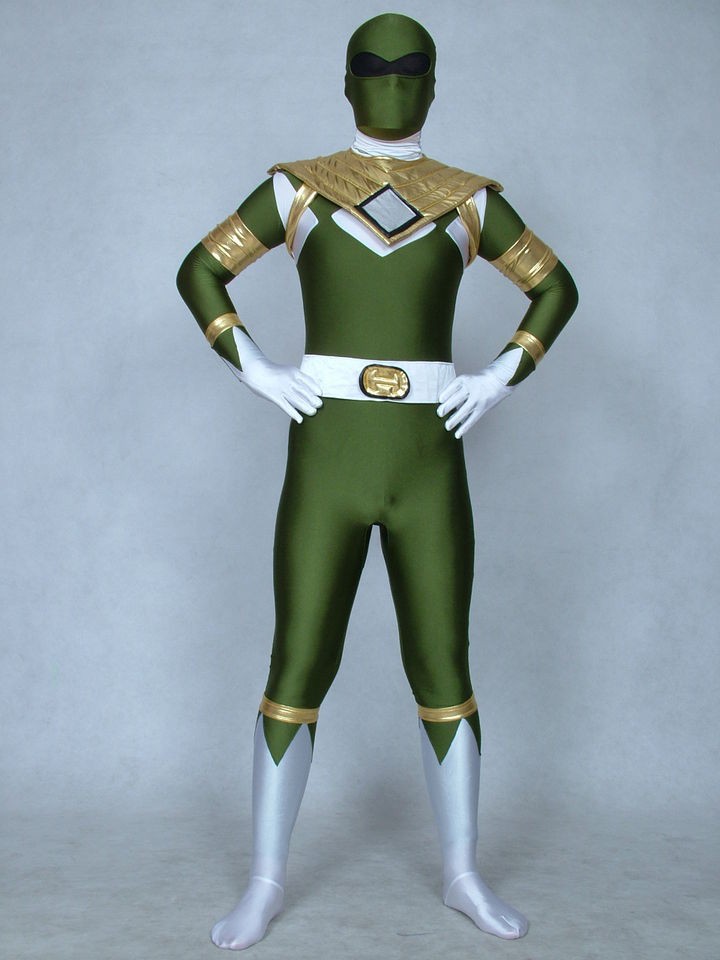   lycra spandex zentai halloween costumes ranger green power man