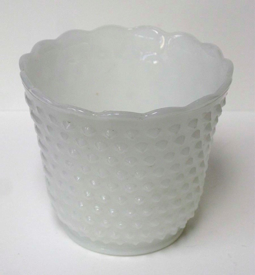 Vintage Opaque White Milk Glass Hobnail Dots Vase Flower Pot 