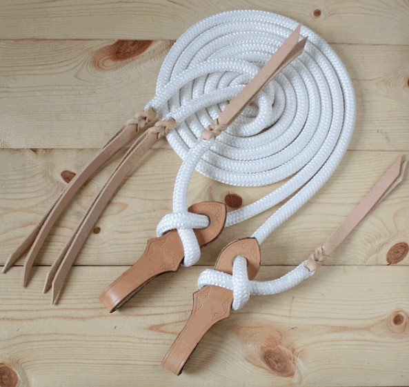 White yacht rope split reins w/ Slobber straps.