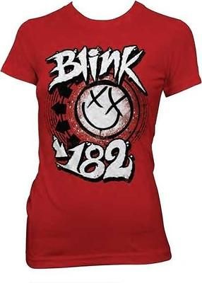 New Licensed Blink 182 Girl Smiley Big Type Logo Junior Tee T Shirt S 