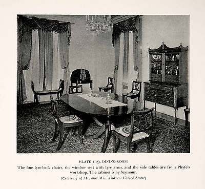 1939 Print Dining Room Duncan Phyfe Furniture Maker Carpenter 