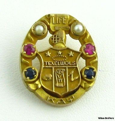 Kappa Alpha Psi Fraternity Life Member Jeweled Pin Badge Rare   10k 