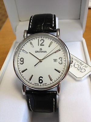 Grovana Mens Stainless Steel Black Strap Watch *NEW* Direct From 