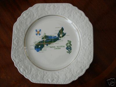 VINTAGE LORD NELSON POTTERY PLATE   A MAP OF NOVA SCOTIA CANADA