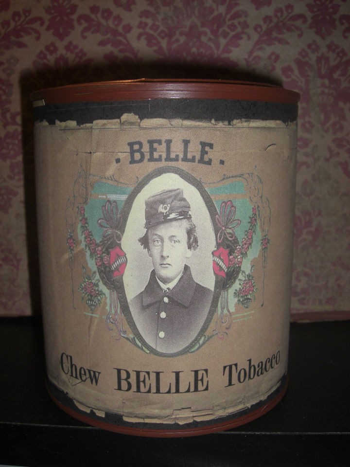 Chew Belle Tobacco Vintage Label on new tin can.