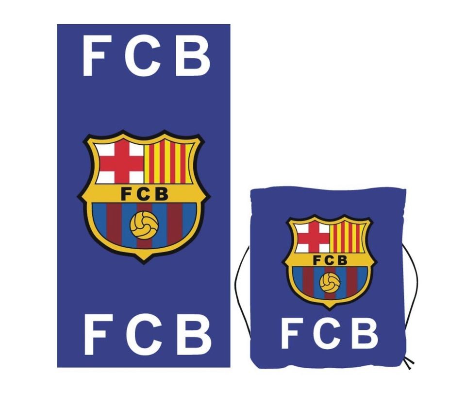 OFFICIAL FC BARCELONA CREST BATH BAG TOWEL SET NEW GIFT XMAS