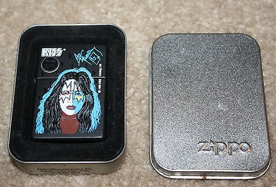 Vintage Kiss Ace Frehley Zippo Lighter with Original Metal Box and 