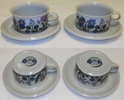 Flora Esteri Tomula Design Tea Cups And Saucers (2) Ulla Procope 