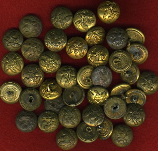 1854 1865 CIVIL WAR General Service Army uniform buttons 40 TOTAL 
