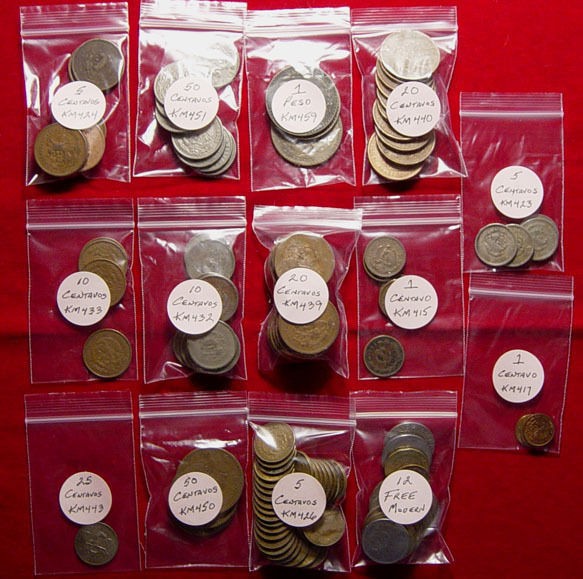 Lot Of 107 OLD Mexican Coins   L@@K   All From The 60s And Older   L 