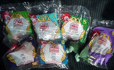 Lot of 7 1998 ANIMAL KINGDOM McDonalds Never Opened Happy Meal Toys