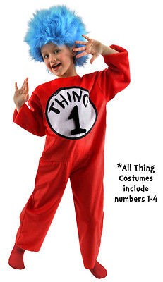 DELUXE THING 1 2 Cat In The Hat Dr. Seuss Costume Kit Child Kids Small 