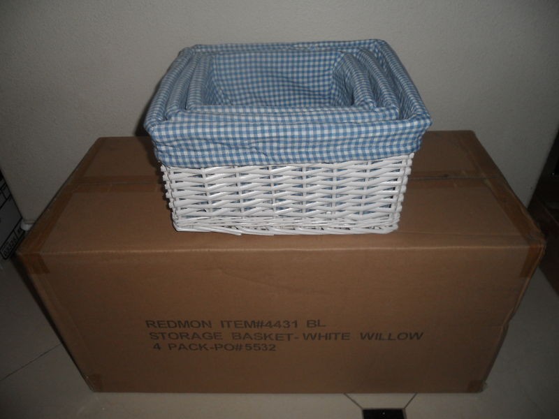   Case 12 Pcs White Wicker Nesting Baskets Storage Gift Baby Christmas