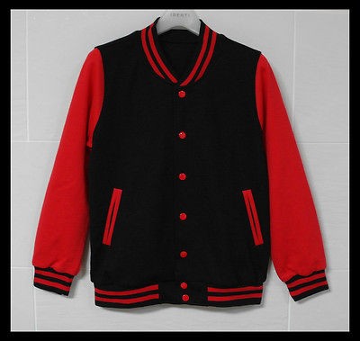 Men Baseball Jacket/Letterm​an Varsity jacket Black&Red M sz