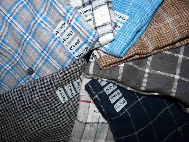 New Mens JOHN ASHFORD Flannel Shirts   XXL   Plaid/Check  Gray Blue 