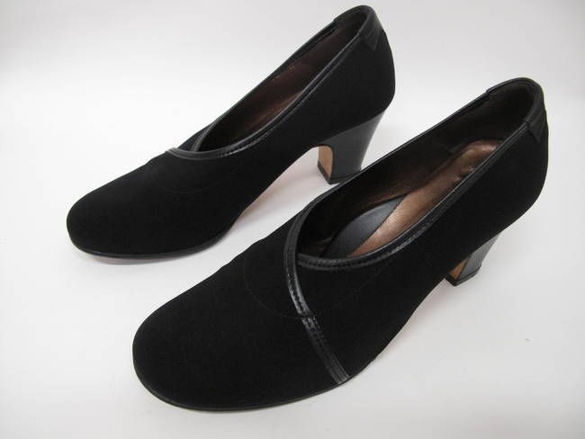 taryn rose kelsey black neoprene leather trim heels 38