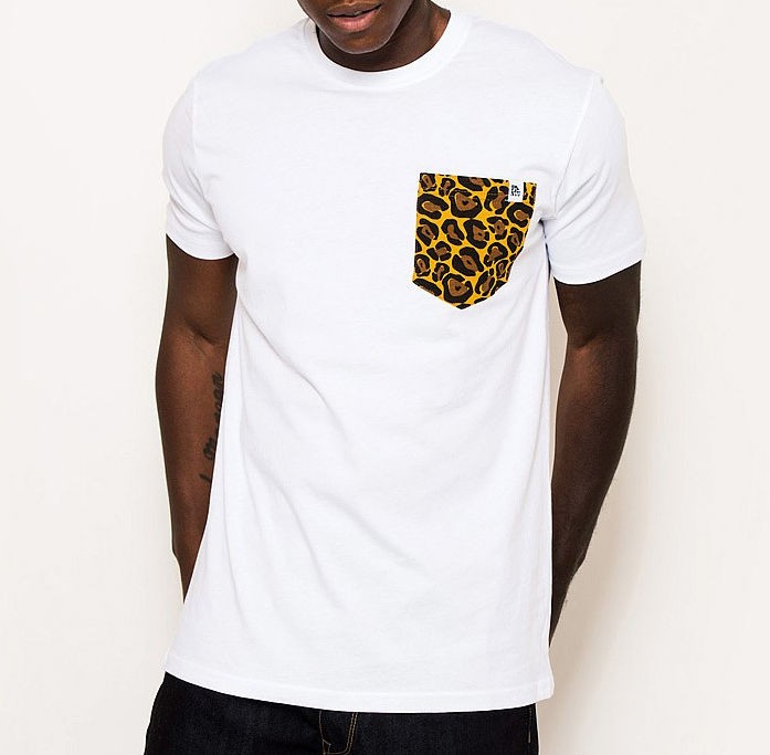 panuu khan white leopard print pocket tee t shirt s