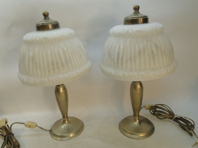   PAIRPOINT REVERSE PAINTED BOUDOIR LAMP PAIR LAMPS SIGNED SHADE BASE