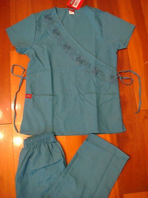   Top Cargo Pant Medical Uniform Nursing Scrubs Set Teal XS   2XL