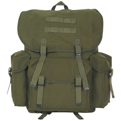 OLIVE DRAB CANVAS NATO STYLE MEDIUM RUCKSACK BACKPACK   Bag, 16 x 10 x 