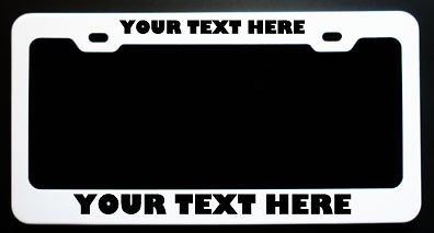 white custom personalized metal license plate frame 