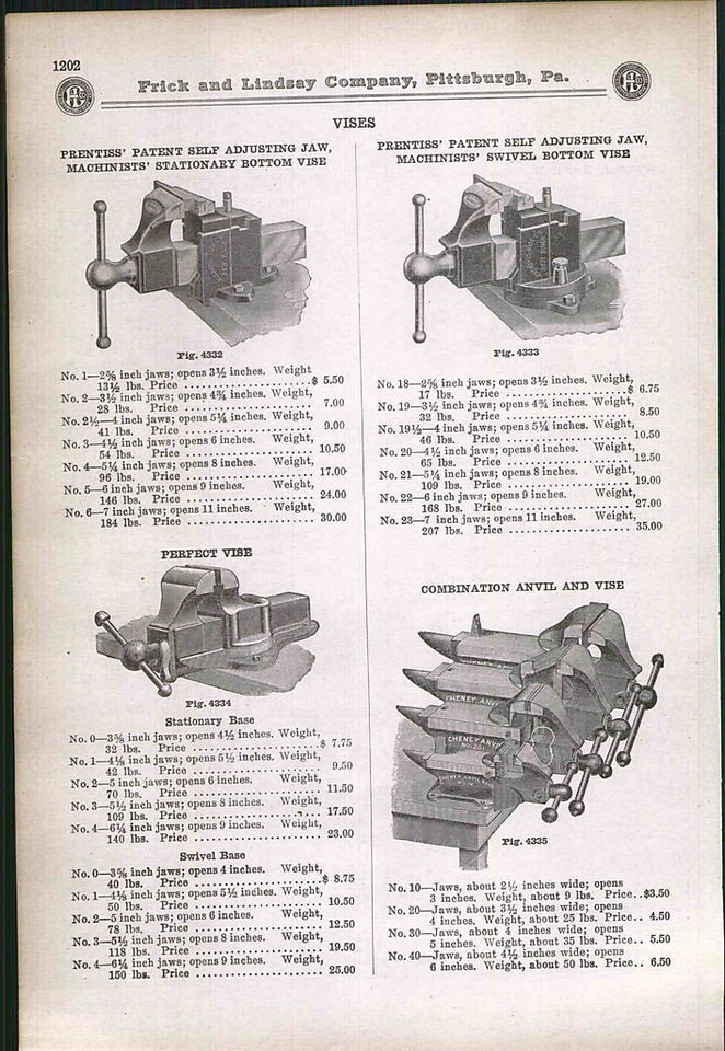   ad Cheney Anvil Vise Combination Store Display Farmers Bench Prentiss