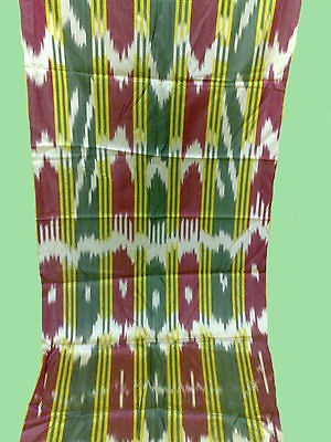 VINTAGE UZBEK HAND WOVEN VEG DYED SMOOTH AND SOFT NATURAL SILK IKAT 