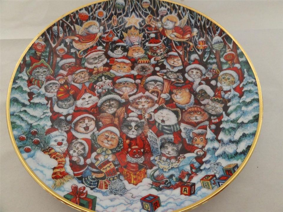   SANTA CLAWS Bill Bell Cat Christmas Collector Plate Franklin Mint