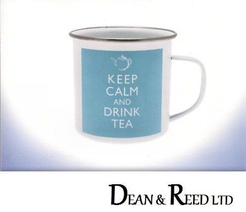 Keep Calm and Drink Tea Tin Mug   Gardners / Camping / work cup