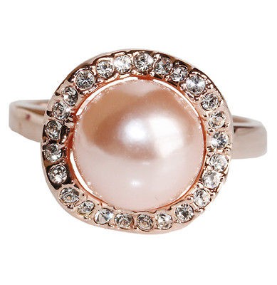 10mm pink pearl 18K gold GP engagement wedding bridal Ring R290
