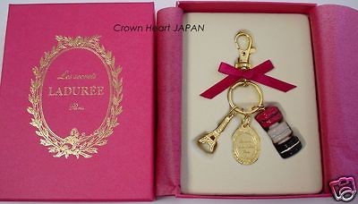New LADUREE Keychain Ring Macaron Eiffel Tower Charms in Gift Box Red 