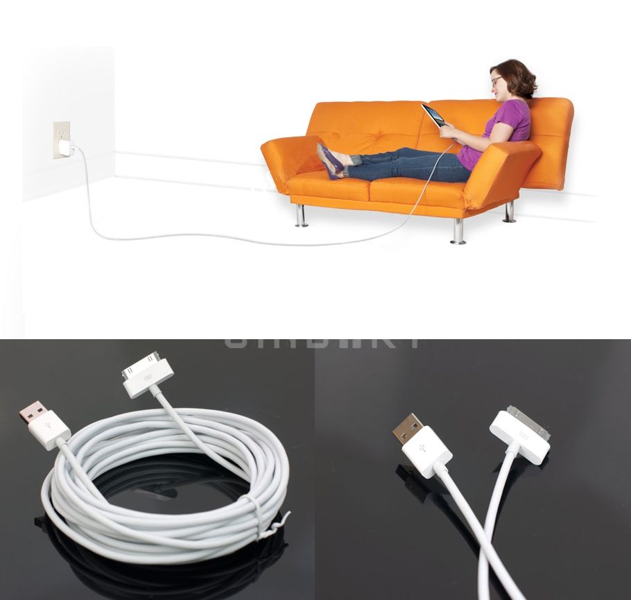 Meter Long 5M 15ft USB Data Sync Charger Cable for New iPad 2 iPhone 