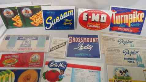 20 Vintage Canned & Crate Food Labels * MILK Tomatos CALIFORNIA FRUIT 