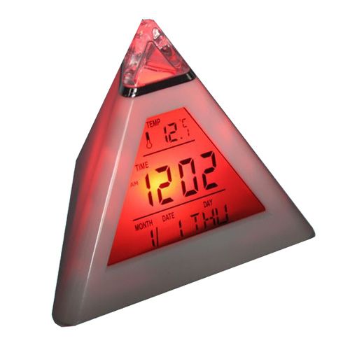 Cool Multi Colors LED Fantastic Electronic Pyramid Mood Alarm Clock 