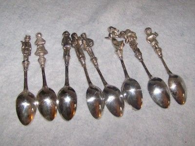 Reed and Barton Set of 8 Children of Christmas Spoons Silverplated 